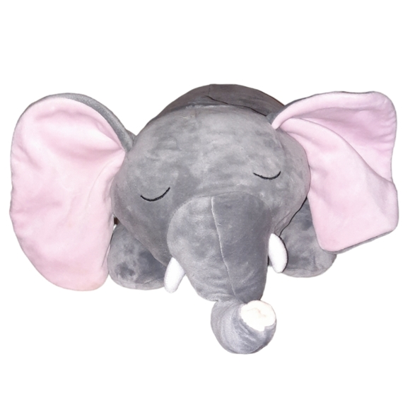 SNOOZIMALS ELEPHANT 20" Pillow Plush Gray Pink Go! Games Squishy Stuffed Animal - Picture 1 of 8